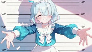 蓝发可爱二次元少女求抱抱