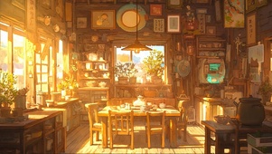 阳光温馨小屋插画