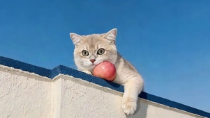 墙头上猫咪