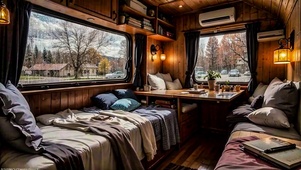 【雨景】雨天在房车里休息