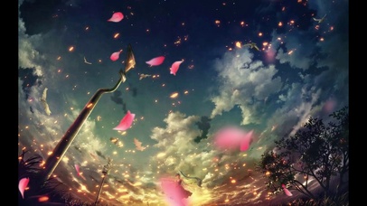 星空下唯美卡通美少女动态背景