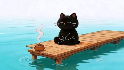 黑猫禅坐
