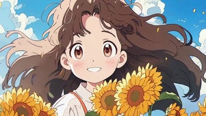 向日葵少女插画
