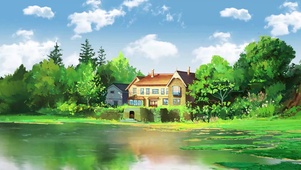 4K唯美乡村小屋绿色护眼风景