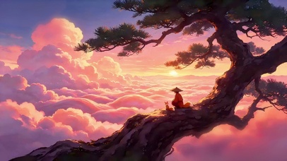 夕阳云海狐族少年