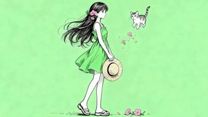 女孩与萌宠猫咪