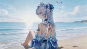 夏日海边女孩