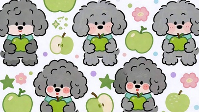 满屏青苹果小狗