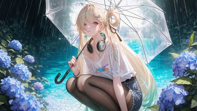 雨季伞下少女-琳奈