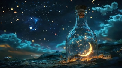浪漫星空瓶中唯美月亮