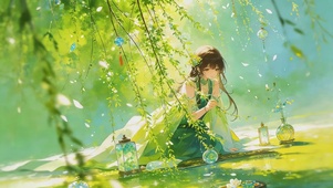 柳树下女孩