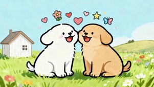 草地上可爱狗狗