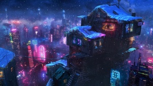 冬雪科幻未来之城 