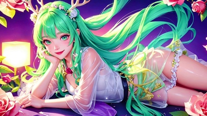 鹿精灵绿发小仙女