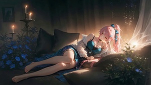 暗调烛光慵懒少女爱弥斯