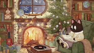 猫咪的雪夜温馨时刻