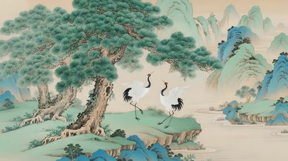 松树下鹤舞