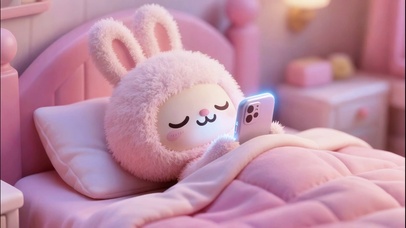 被窝里的粉兔子