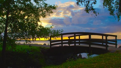 4K海边夕阳小桥