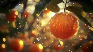 丰收橘子果园黄昏风景