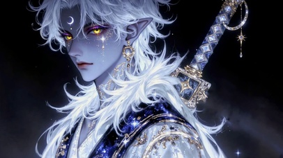 梦幻星空银发精灵少年
