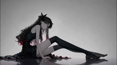 冷灰背景下的远坂凛剪影