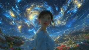 蓝色星空梦境女孩