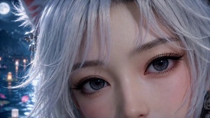 月下银发美少女