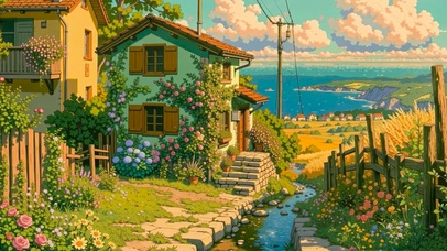 海边村庄小屋
