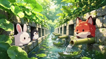 小伙伴们的夏日清凉沟渠
