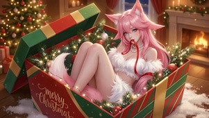圣诞礼物粉毛萝莉