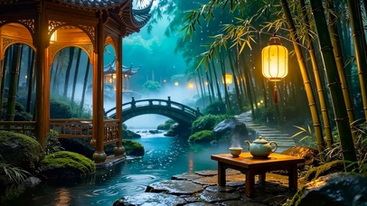 竹林小桥流水
