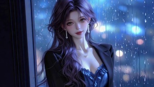 蓝调雨夜的都市美人