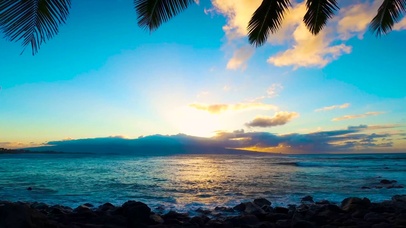 4K柔和的大海日落