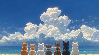 猫咪看海