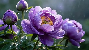 雨润紫牡丹
