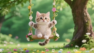 荡秋千的猫咪