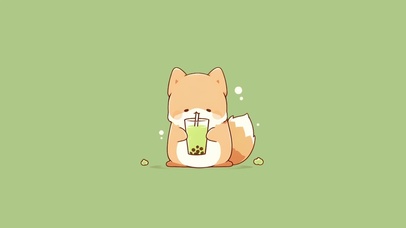 可爱小狗狗喝奶茶