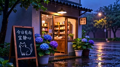 雨中小店