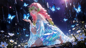 蝴蝶环绕的恋柱蜜璃