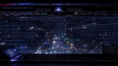 科幻雨夜城市房间