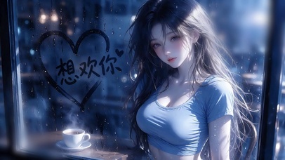 雨窗表白少女