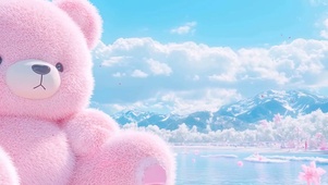 蓝天白云树木樱花带鱼屏