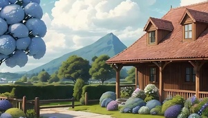 白云树木房屋带鱼屏