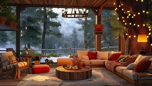 森林雪天小屋