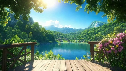护眼山川绿景