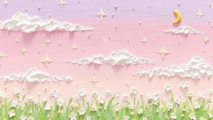 星月夜下花草绘