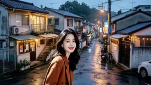 城中村小区路口的美女