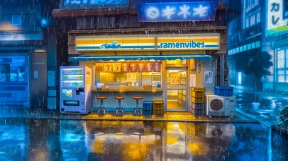 雨天街角小店