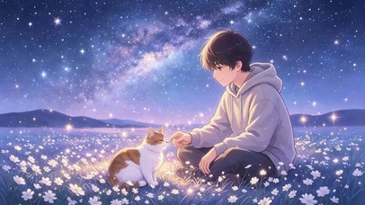 少年与猫，星河花海